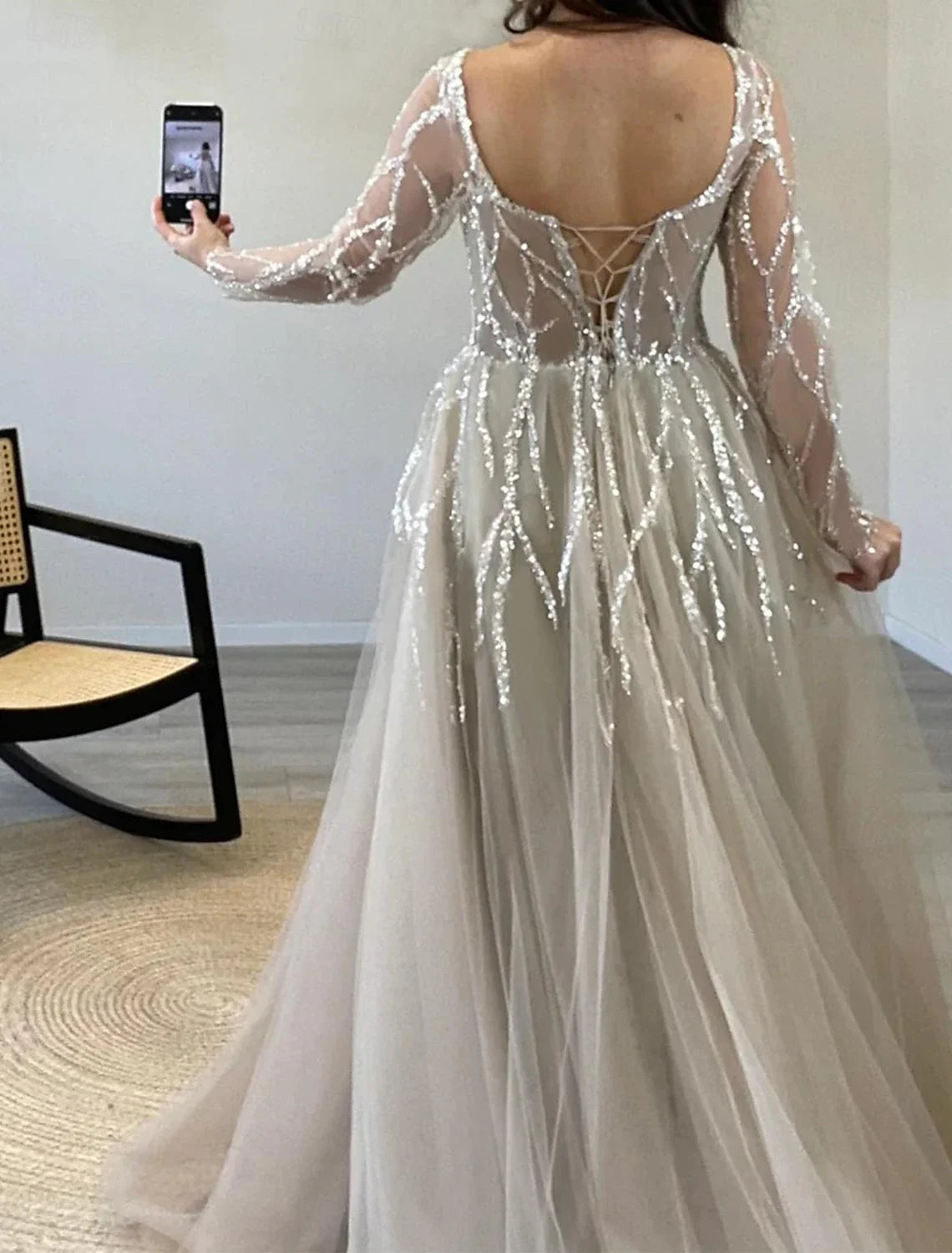 A-Line Square Neck Tulle Sleeveless Floor-Length Prom Dress - Chloe Dress