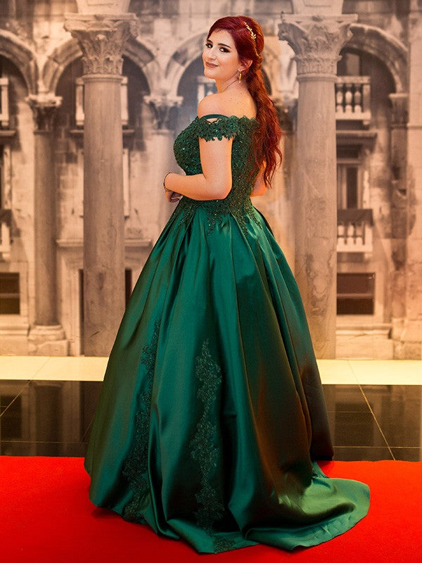 Ball Gown Satin Sleeveless Train Gown - Chloe Dress