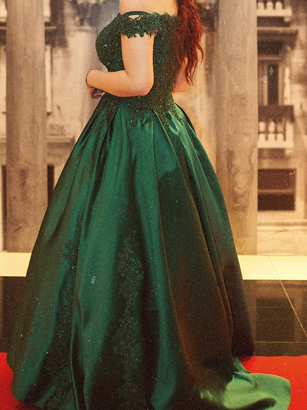 Ball Gown Satin Sleeveless Train Gown - Chloe Dress