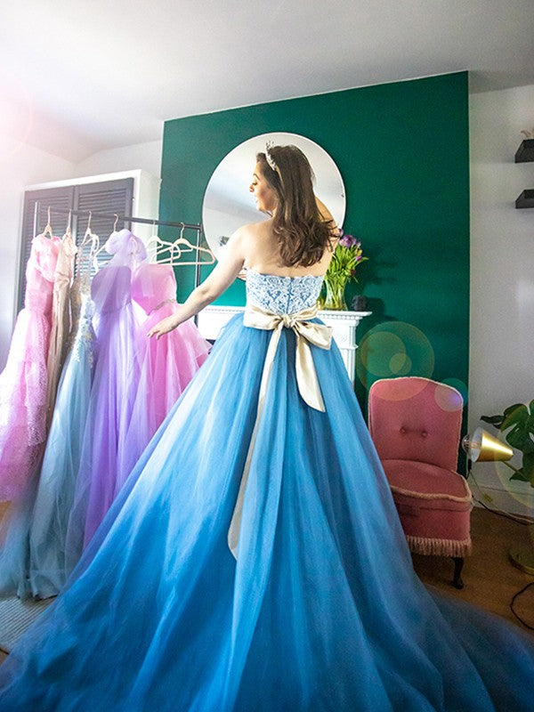 Ball Gown Sweetheart Tulle Sleeveless Train Gown - Chloe Dress