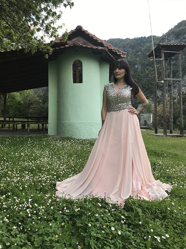 A-Line Chiffon Sleeveless Floor-Length Dress - Chloe Dress