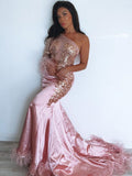 Mermaid One-Shoulder Satin Long Sleeve Train Dress - Chloe Dress