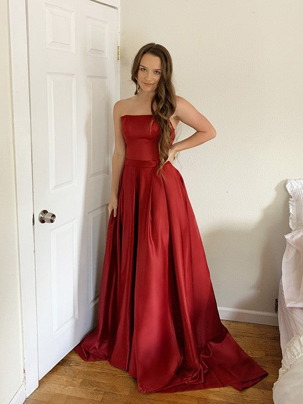 Ball Gown Strapless Satin Sleeveless Ruffled Gown - Chloe Dress