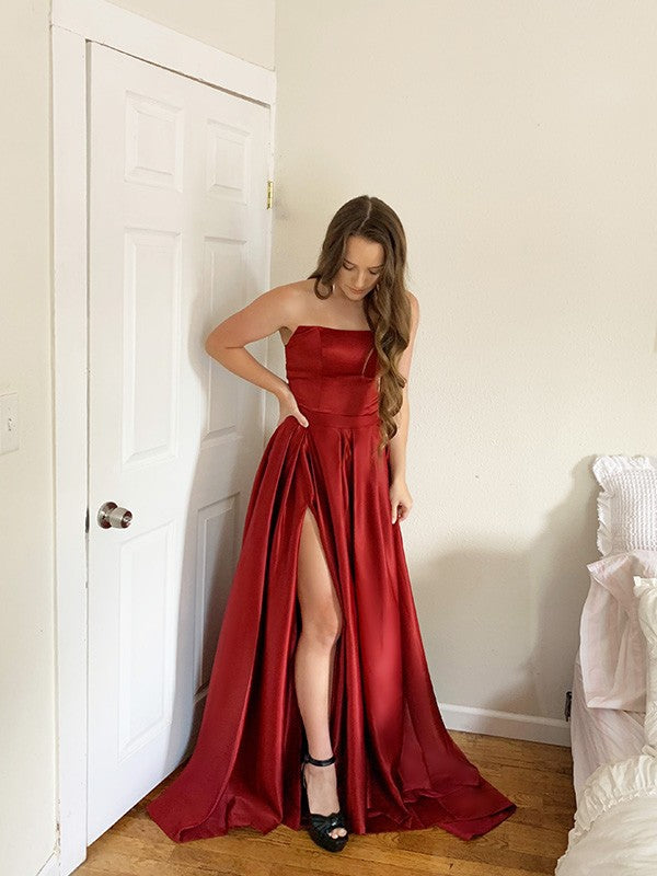 Ball Gown Strapless Satin Sleeveless Ruffled Gown - Chloe Dress