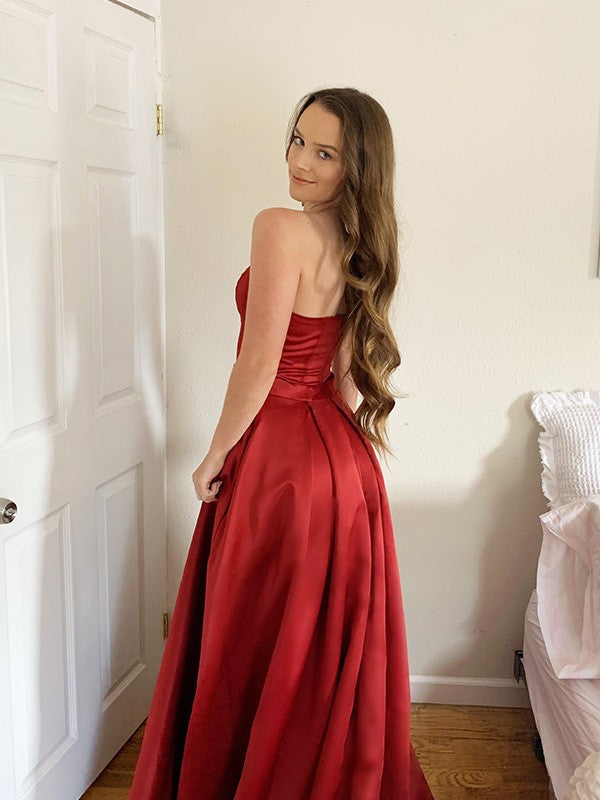 Ball Gown Strapless Satin Sleeveless Ruffled Gown - Chloe Dress