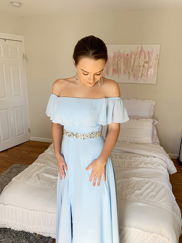 A-Line Chiffon Sleeveless Floor-Length Dress - Chloe Dress