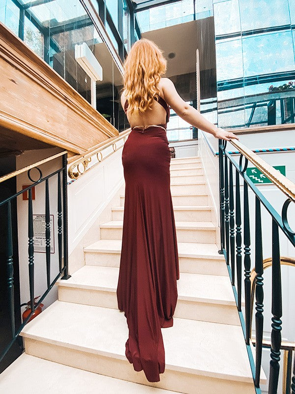 Mermaid V-Neck Sleeveless Ruffled Dress - Chloe Dress