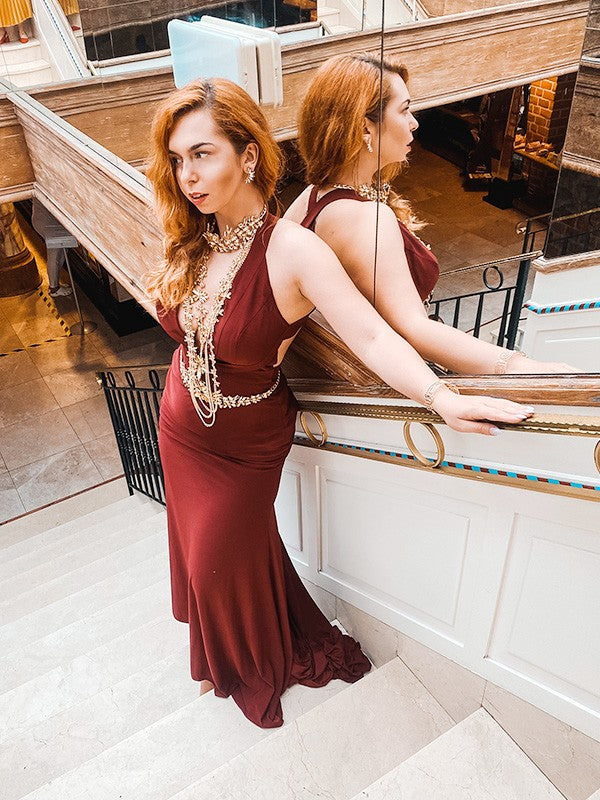 Mermaid V-Neck Sleeveless Ruffled Dress - Chloe Dress