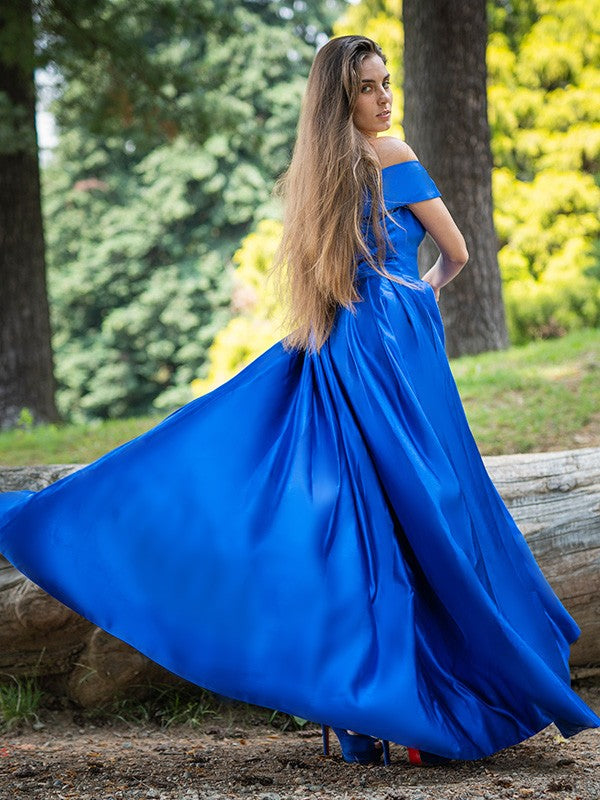 A-Line Satin Sleeveless Ruffled Floor-Length Dress - Chloe Dress