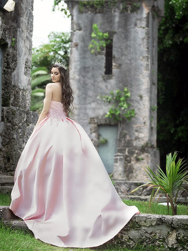 Ball Gown Sweetheart Satin Sleeveless Train Gown - Chloe Dress