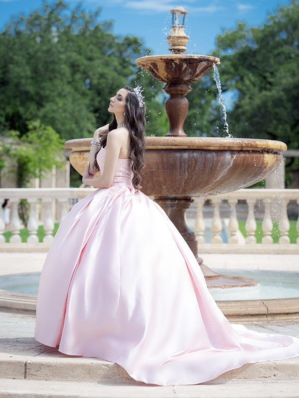 Ball Gown Sweetheart Satin Sleeveless Train Gown - Chloe Dress