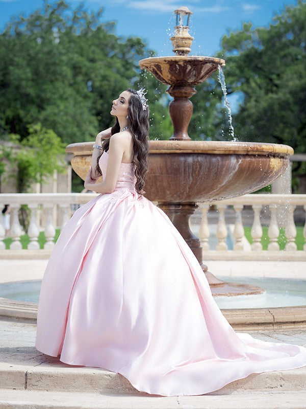 Ball Gown Sweetheart Satin Sleeveless Train Gown - Chloe Dress