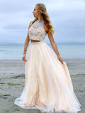 A-Line High Neck Tulle Sleeveless Floor-Length Dress - Chloe Dress