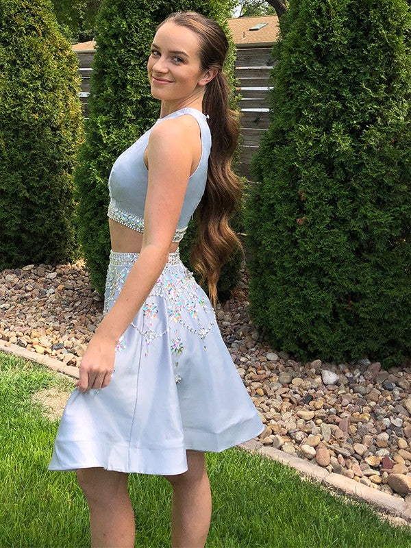 A-Line Satin Sleeveless Mini Dress - Chloe Dress