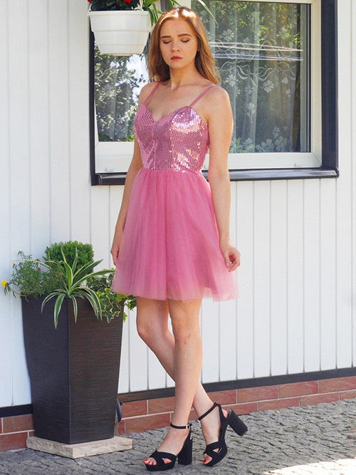 A-Line Spaghetti Strap Tulle Sleeveless Mini Homecoming Dress - Chloe Dress