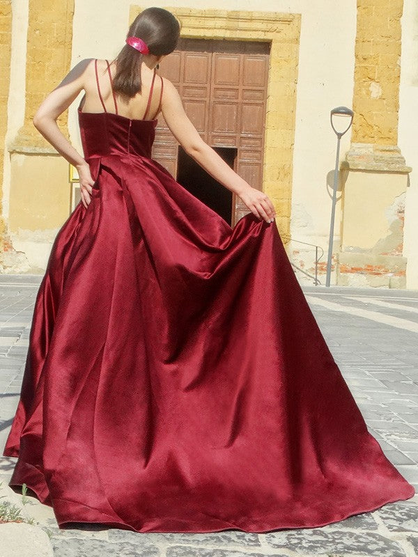 A-Line Spaghetti Strap Satin Sleeveless Ruffled Dress - Chloe Dress