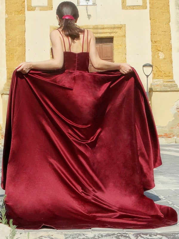 A-Line Spaghetti Strap Satin Sleeveless Ruffled Dress - Chloe Dress