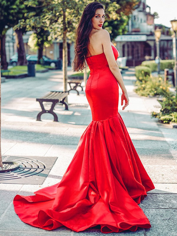 Mermaid Sweetheart Satin Sleeveless Ruffled Dress - Chloe Dress