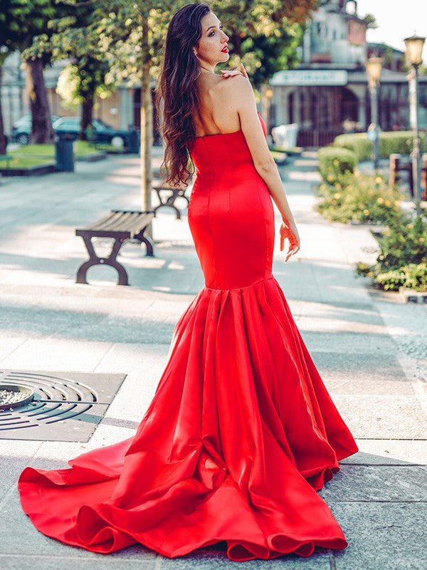 Mermaid Sweetheart Satin Sleeveless Ruffled Dress - Chloe Dress