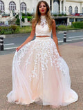 A-Line High Neck Tulle Sleeveless Train Dress - Chloe Dress