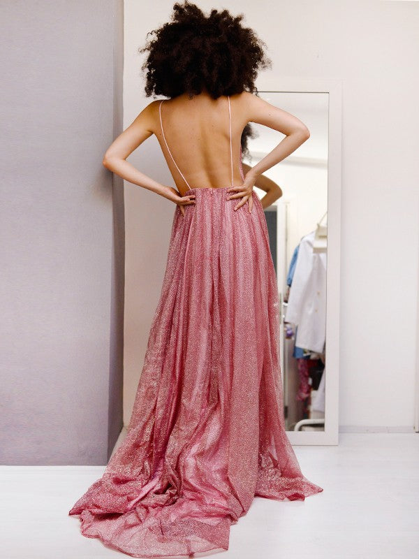 A-Line V-Neck Sequin Sleeveless Ruffled Dress - Chloe Dress