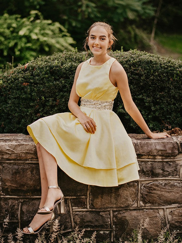 A-Line Satin Sleeveless Mini Homecoming Dress - Chloe Dress