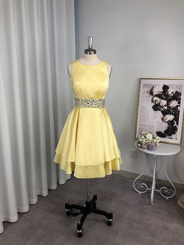 A-Line Satin Sleeveless Mini Homecoming Dress - Chloe Dress