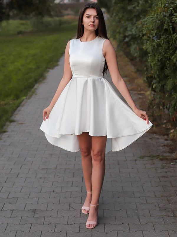 A-Line Satin Sleeveless Ruffled Mini Homecoming Dress - Chloe Dress