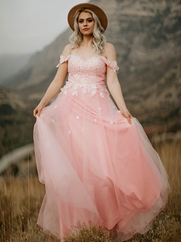 A-Line Sweetheart Tulle Sleeveless Applique Floor-Length Dress - Chloe Dress