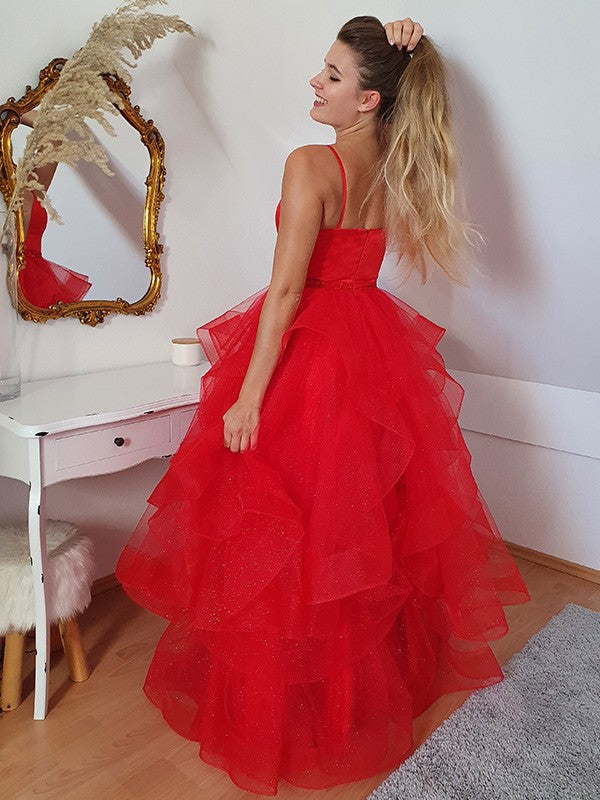 A-Line Spaghetti Strap Tulle Sleeveless Floor-Length Dress - Chloe Dress