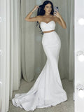 Mermaid Sweetheart Crepe Sleeveless Ruffled Dress - Chloe Dress