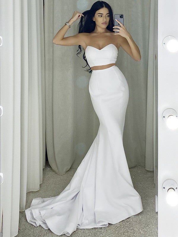 Mermaid Sweetheart Crepe Sleeveless Ruffled Dress - Chloe Dress