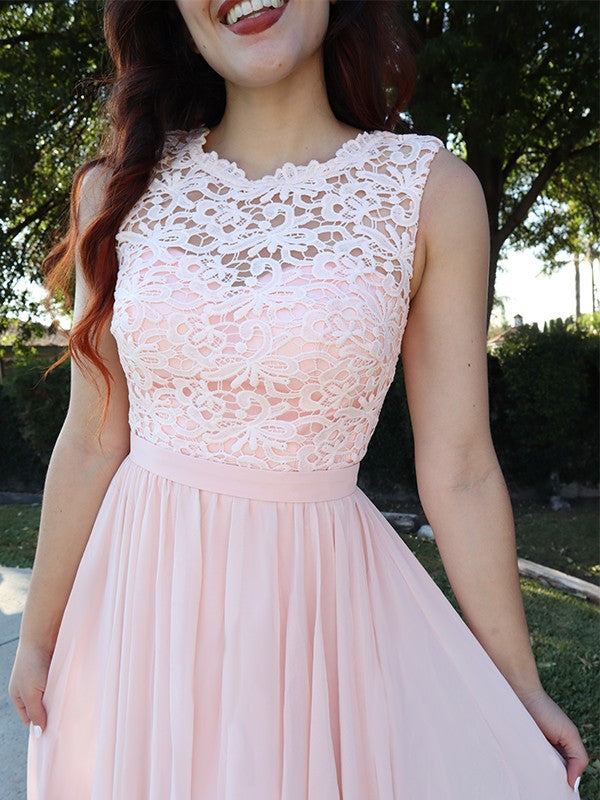 A-Line Chiffon Sleeveless Applique Floor-Length Dress - Chloe Dress