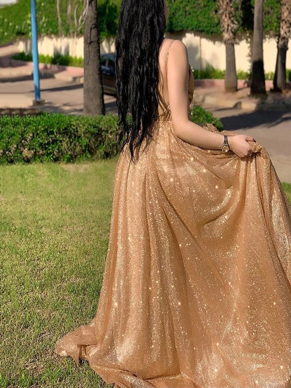 A-Line Spaghetti Strap Tulle Sleeveless Train Dress - Chloe Dress