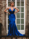 Sheath V-Neck Satin Sleeveless Train Dress - Chloe Dress