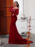 Mermaid Satin Long Sleeve Train Dress - Chloe Dress