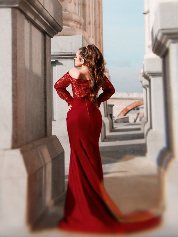 Mermaid Satin Long Sleeve Train Dress - Chloe Dress
