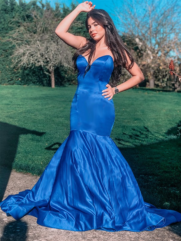 Mermaid Sweetheart Satin Sleeveless Ruffled Dress - Chloe Dress