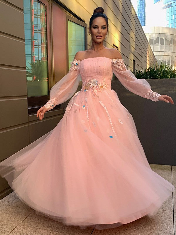 Ball Gown Tulle Long Sleeve Floor-Length Gown - Chloe Dress