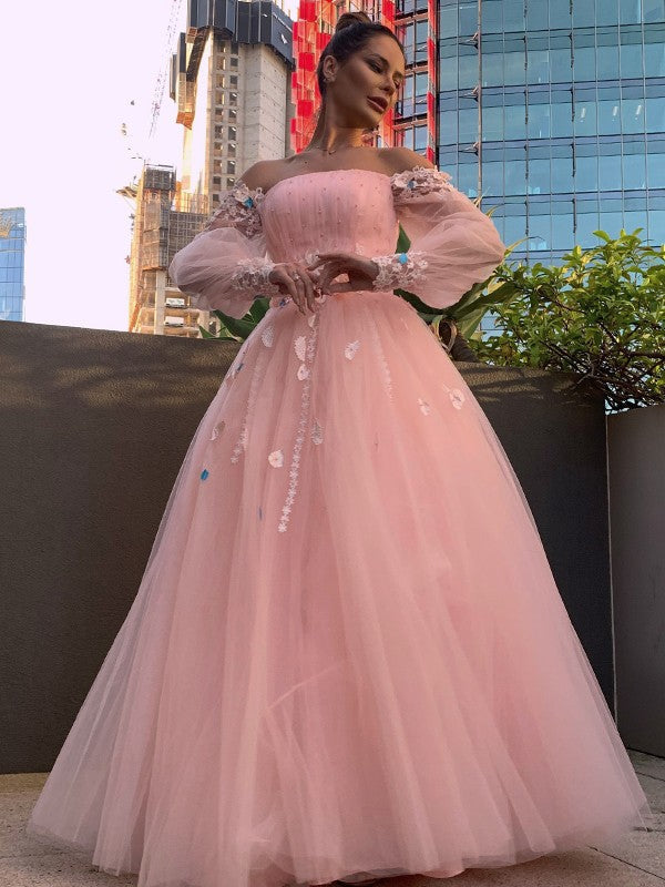 Ball Gown Tulle Long Sleeve Floor-Length Gown - Chloe Dress