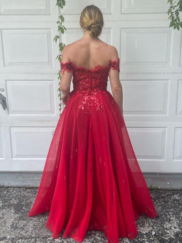 A-Line Tulle Sleeveless Applique Floor-Length Dress - Chloe Dress