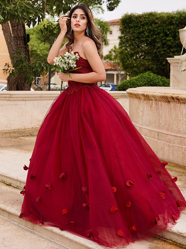 Ball Gown Sweetheart Tulle Sleeveless Applique Floor-Length Gown - Chloe Dress