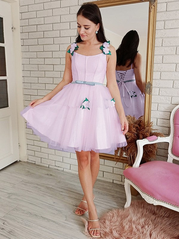 A-Line Square Neck Tulle Sleeveless Mini Dress - Chloe Dress