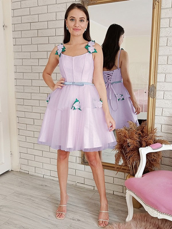 A-Line Square Neck Tulle Sleeveless Mini Dress - Chloe Dress