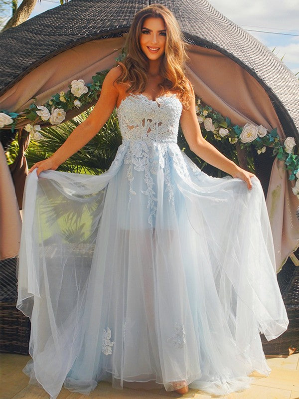 A-Line Sweetheart Tulle Sleeveless Train Dress - Chloe Dress