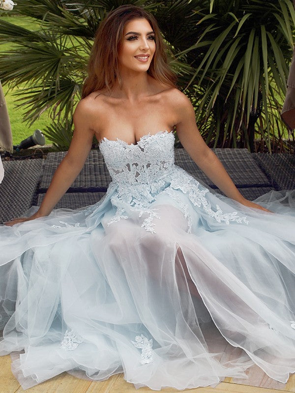 A-Line Sweetheart Tulle Sleeveless Train Dress - Chloe Dress