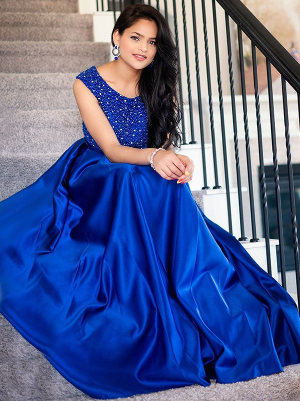 A-Line Satin Sleeveless Floor-Length Dress - Chloe Dress