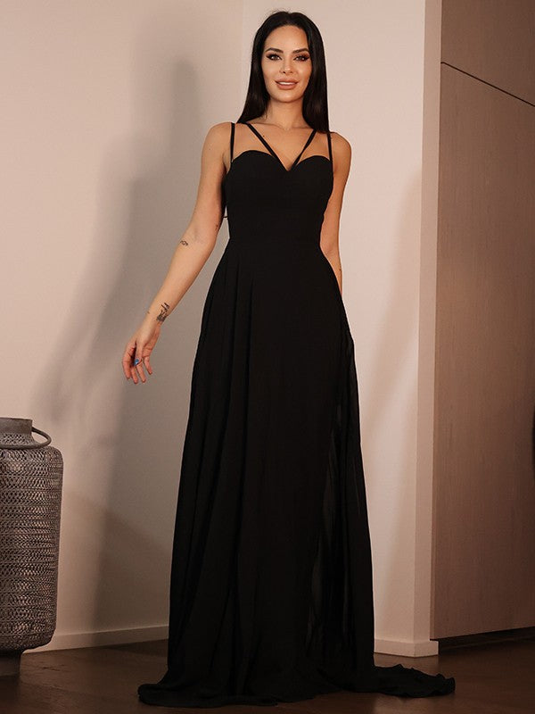A-Line Sweetheart Chiffon Sleeveless Ruffled Dress - Chloe Dress
