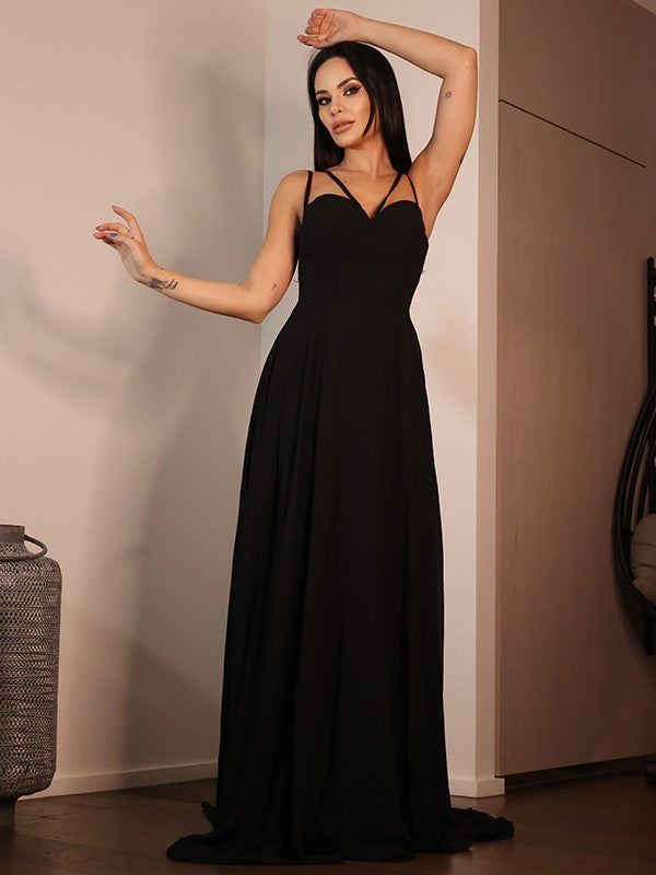 A-Line Sweetheart Chiffon Sleeveless Ruffled Dress - Chloe Dress