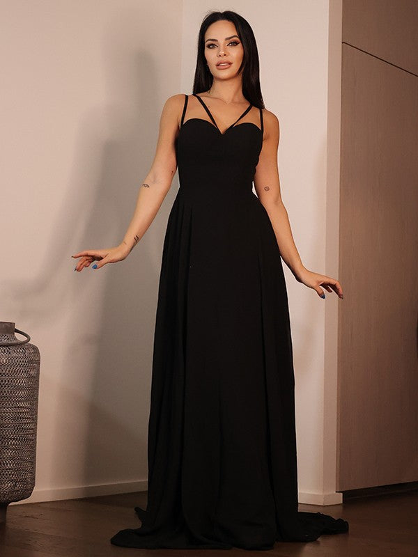 A-Line Sweetheart Chiffon Sleeveless Ruffled Dress - Chloe Dress